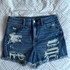 Distressed Blue Denim Shorts